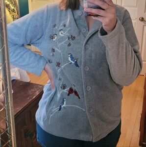 Gray Embroidered Women's Sweater